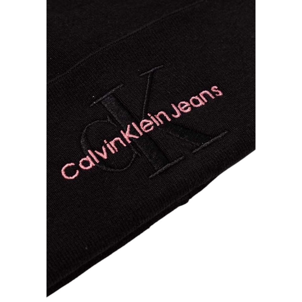 Calvin Klein Jeans Black Cotton Cap (Baseball Hat) with embroidered logo on black fabric.