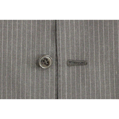 Dolce & Gabbana Gray Striped Wool Single Breasted Vest
