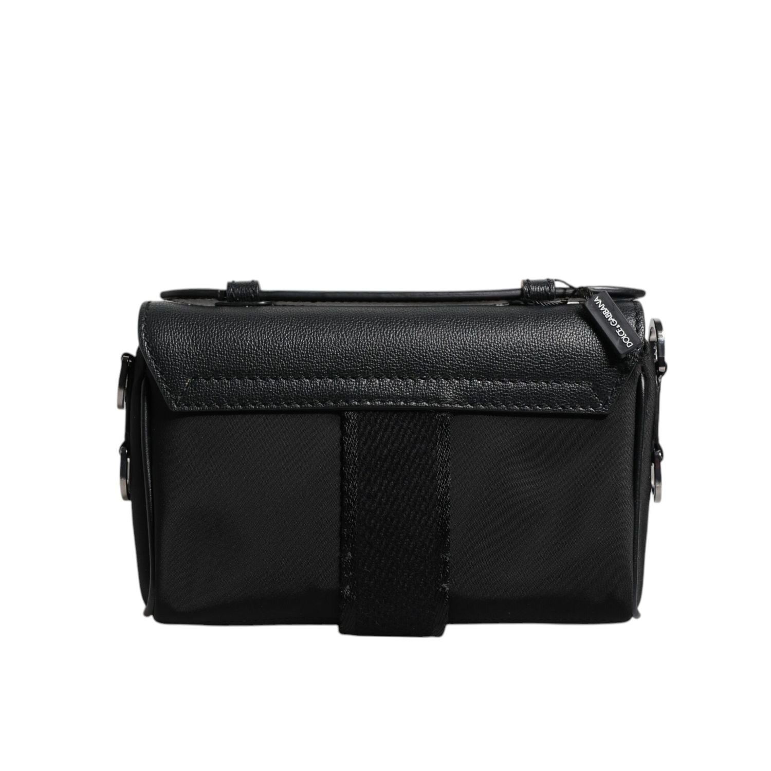 Dolce & Gabbana Black Logo Plaque Leather Buckled Shoulder Crossbody Bag