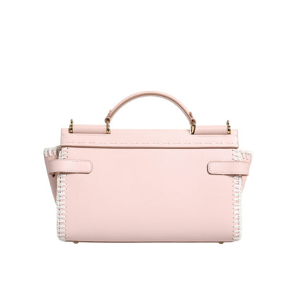 Dolce & Gabbana Light Pink Logo Plaque Soft Leather Strap Crossbody Bag