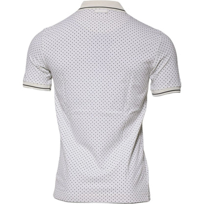 Dolce & Gabbana White Polka Dot Cotton Collared Polo T-shirt
