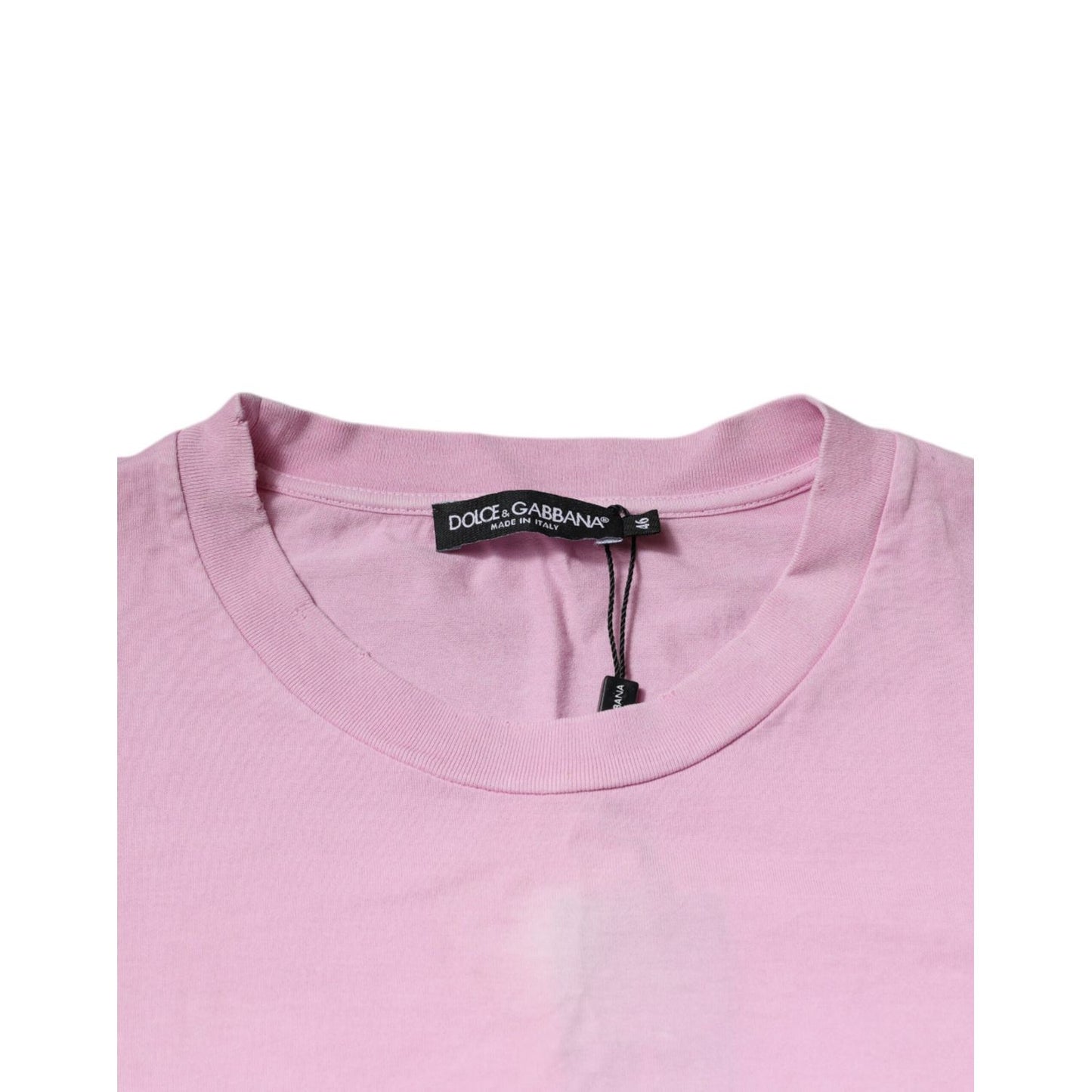 Dolce & Gabbana Pink Logo Print Cotton Crew Neck T-shirt