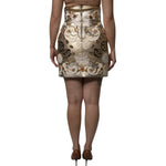 Dolce & Gabbana Gold Jacquard Embellished A-line Mini Skirt SKI2045-42