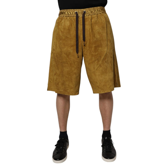 Dolce & Gabbana Brown Lambskin Suede Men Bermuda Shorts