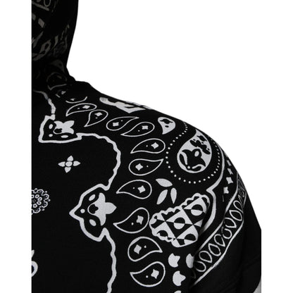 Dolce & Gabbana Black Bandana Hooded Men Sweatshirt Sweater