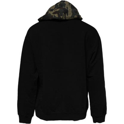 Dolce & Gabbana Black Camouflage Hooded Sweatshirt Sweater