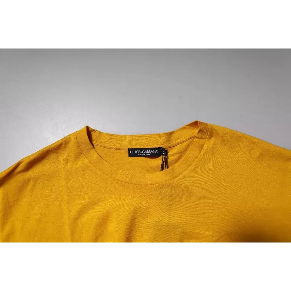 Dolce & Gabbana Dark Yellow Logo Cotton Men Crew Neck T-shirt TSH90012-48