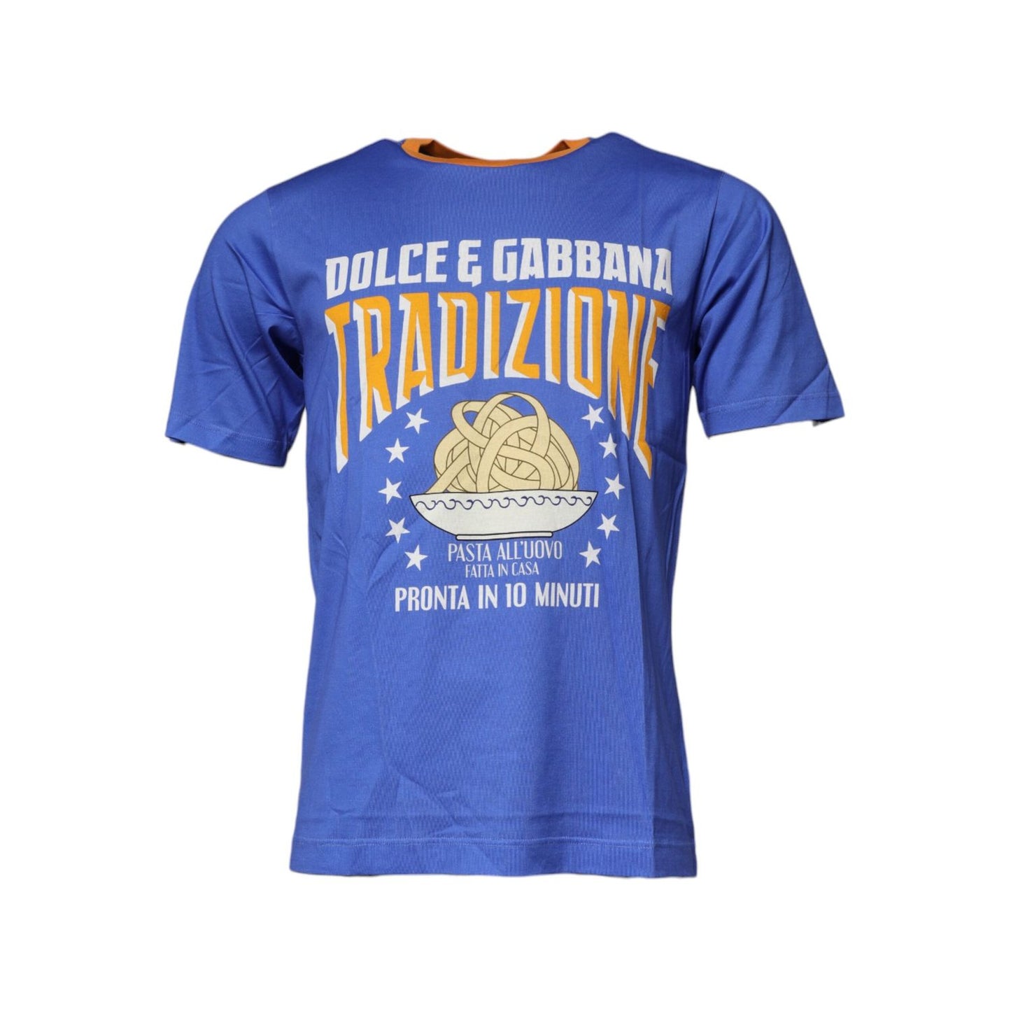 Dolce & Gabbana Blue Graphic Print Cotton Crew Neck T-shirt