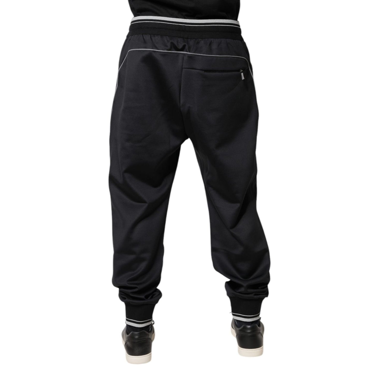 Dolce & Gabbana Black Polyester Logo Jogger Pants
