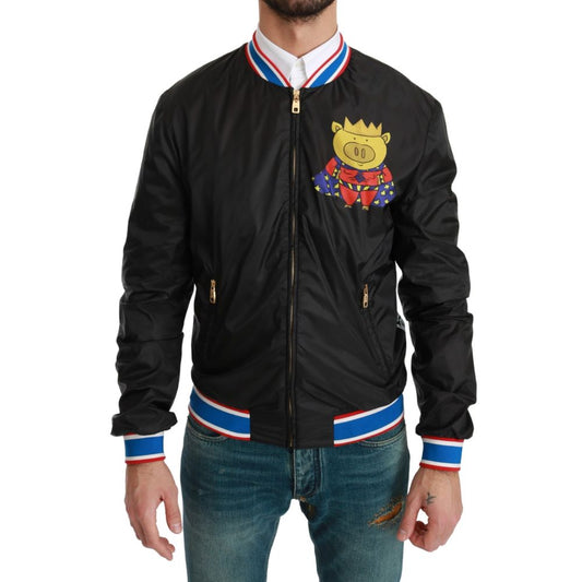 Dolce & Gabbana Black Polyester Bomber