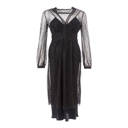 Lardini Elegant Black Nylon Dress Lardini Dark Slate Gray