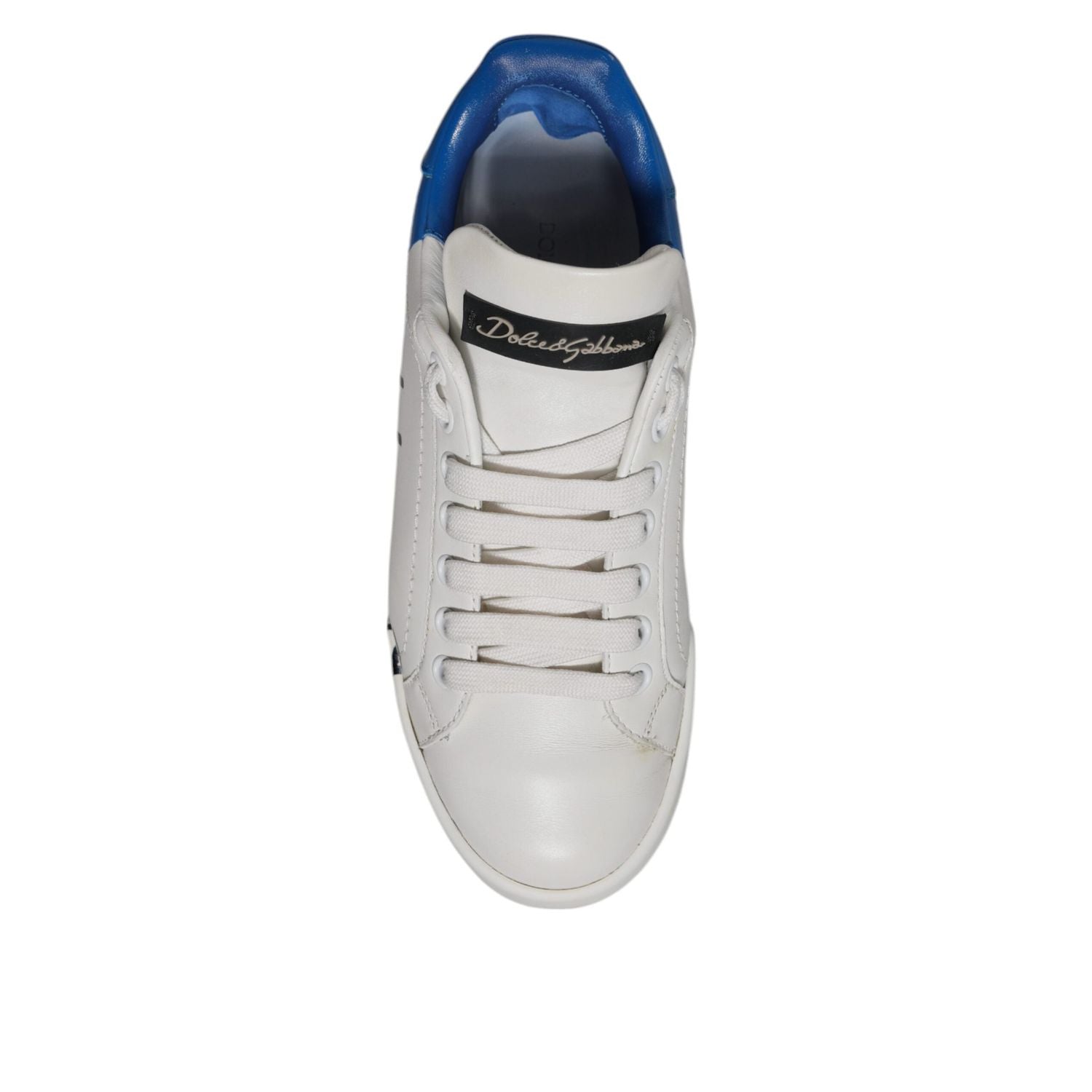 Dolce & Gabbana White Blue Logo Portofino Sneakers Shoes