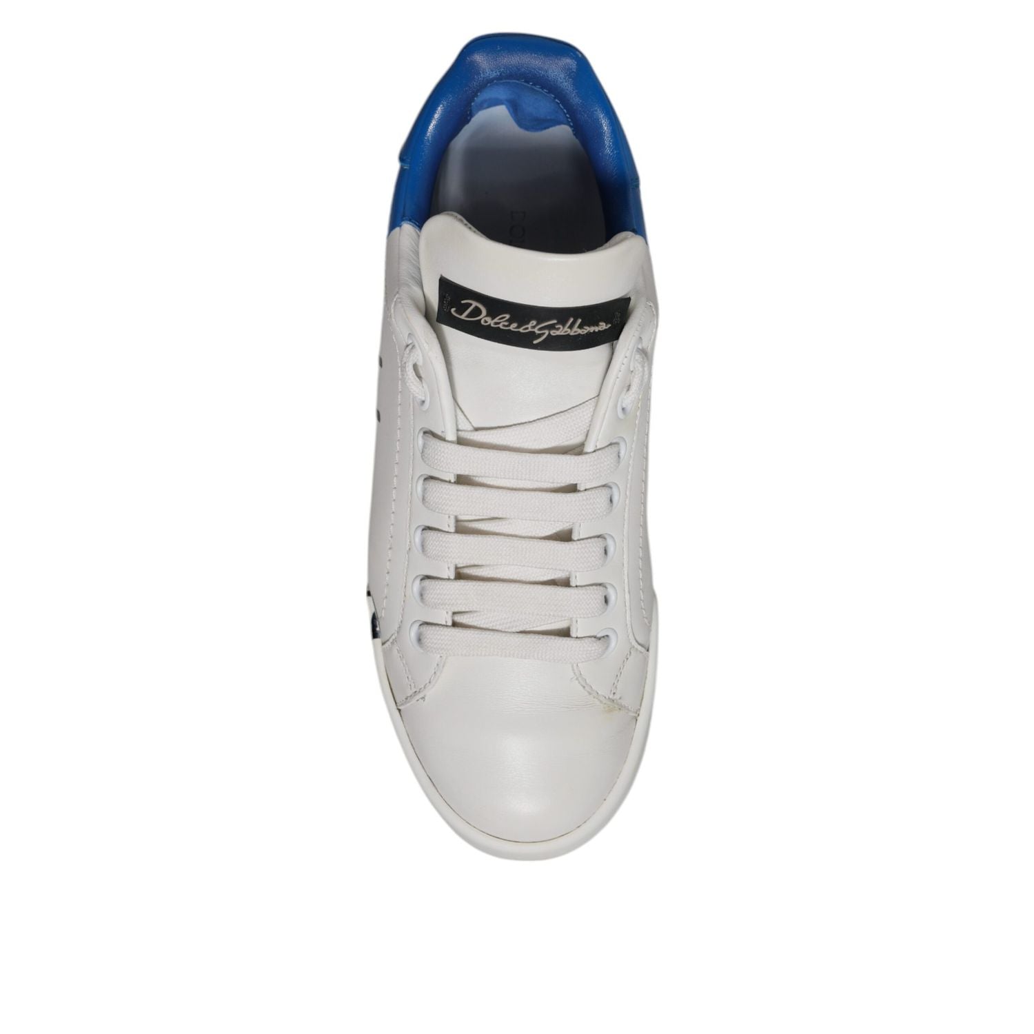 Dolce & Gabbana White Blue Logo Portofino Sneakers Shoes