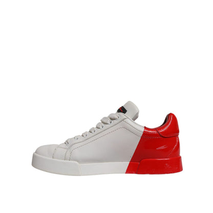 Dolce & Gabbana White Red Logo Portofino Sneakers Shoes