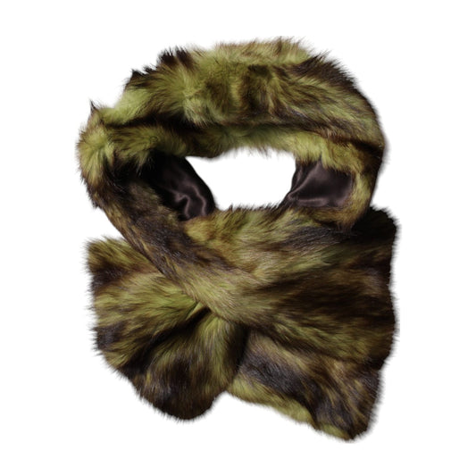 Dolce & Gabbana Multicolor Fur Shawl Neck Wrap Cover Collar Scarf