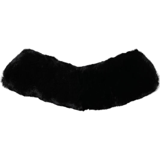 Dolce & Gabbana Black Lamb Fur Collar Women Neck Wrap Scarf MS7111-40