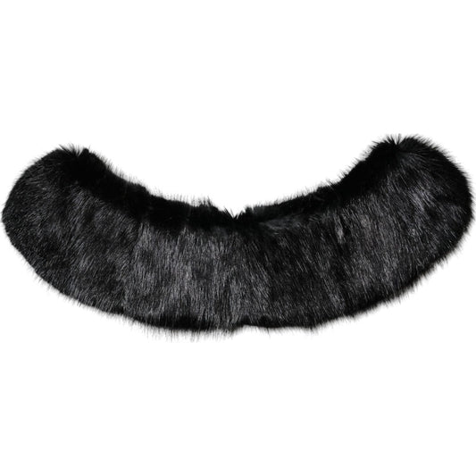 Dolce & Gabbana Black Fur Shawl Neck Wrap Cover Collar Scarf MS7113-40