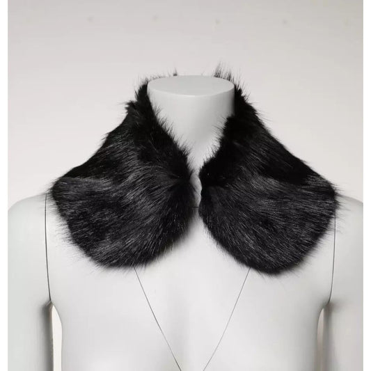 Dolce & Gabbana Black Fur Shawl Neck Wrap Cover Collar Scarf MS7113-40