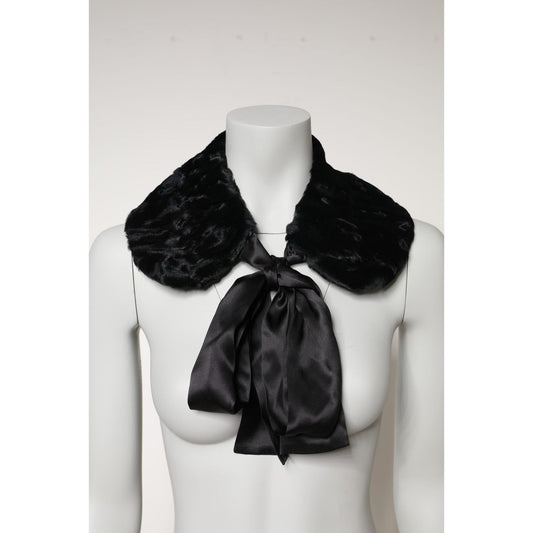 Dolce & Gabbana Black Lamb Fur Women Neck Warmer Winter Scarf MS7125-40