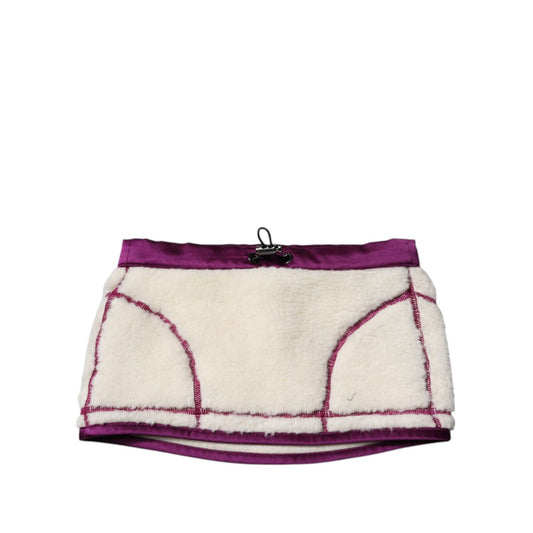 Dolce & Gabbana White Purple Cashmere Fleece Neck Warmer Scarf