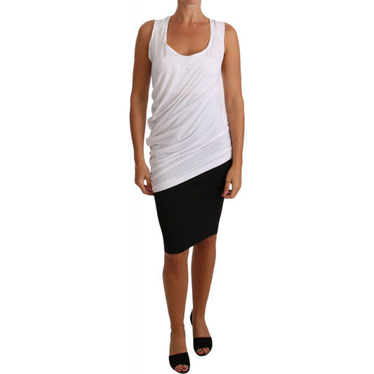 Cavalli Elegant White Tie Back Tank Top Tee Cavalli Light Gray