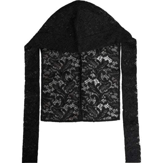 Dolce & Gabbana Black Floral Lace Whole Head Wrap Hat HAT9753-58
