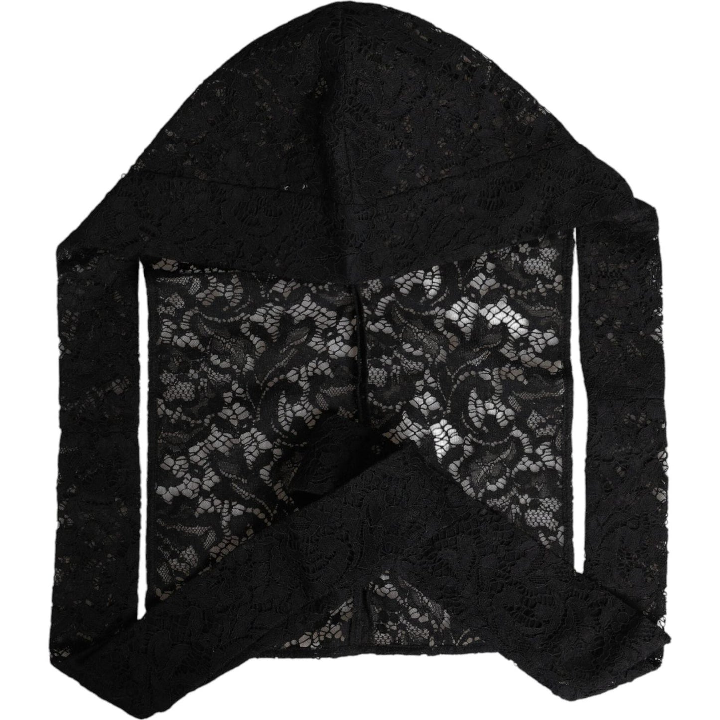 Dolce & Gabbana Black Floral Lace Whole Head Wrap Hat HAT9753-58