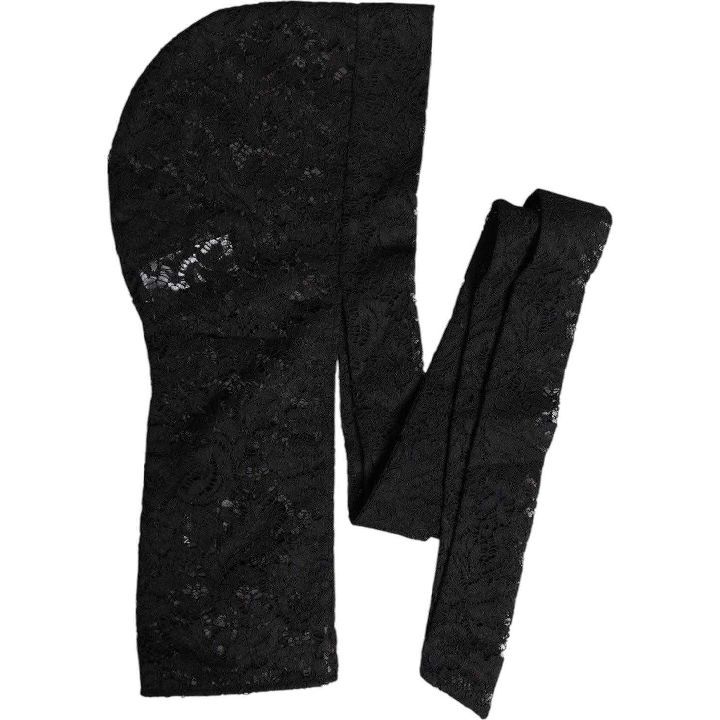 Dolce & Gabbana Black Floral Lace Whole Head Wrap Hat HAT9753-58