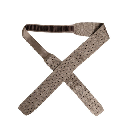 Dolce & Gabbana Beige Polka Dot Silk Adjustable Necktie Tie