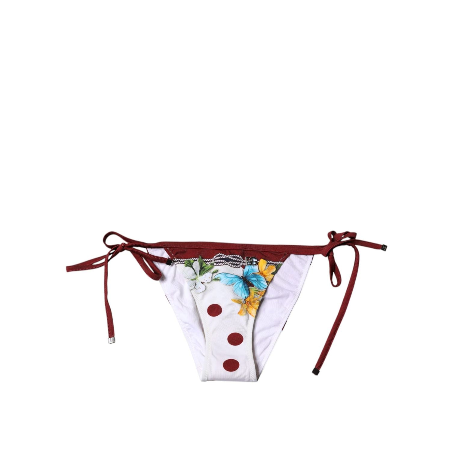 Dolce & Gabbana White Floral Print Swimsuit Bikini Bottom Swimwear