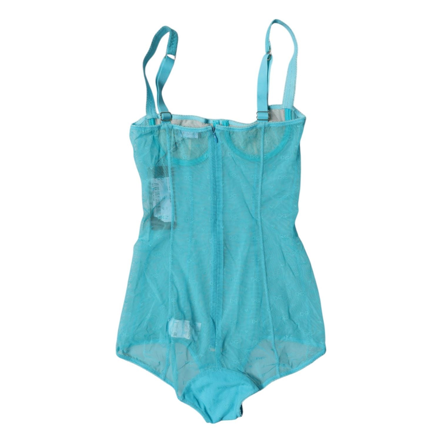 Dolce & Gabbana Blue Tulle Balconette Bra Bodysuit Underwear