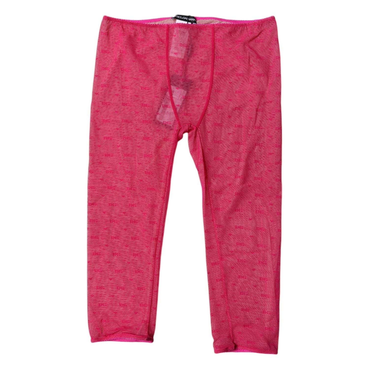 Dolce & Gabbana Fuchsia Logo Lace Lingerie Cropped Tight Underwear