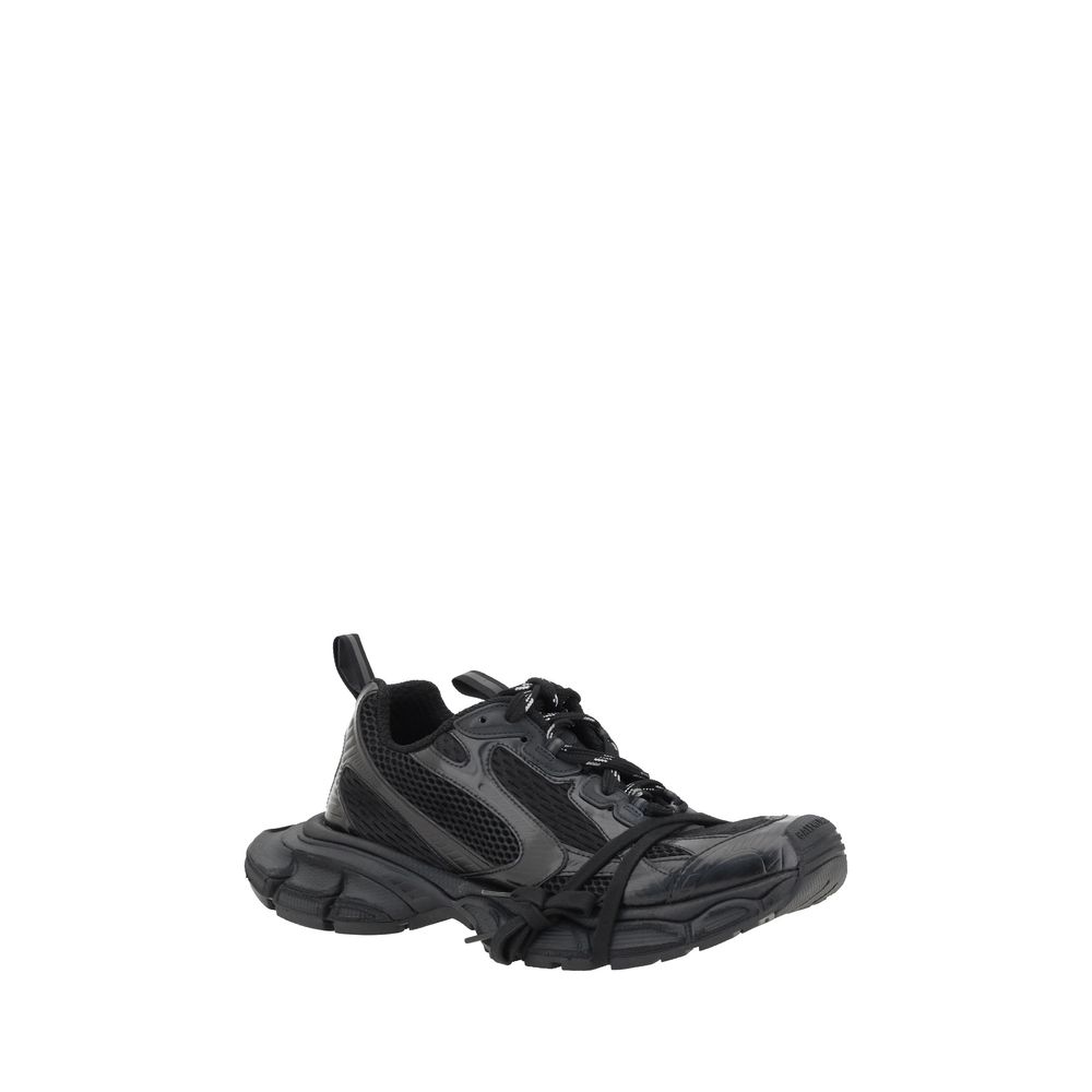 Balenciaga Black Rubber Athletic Sneakers showcasing bold chunky design with multiple laces and textured sole.