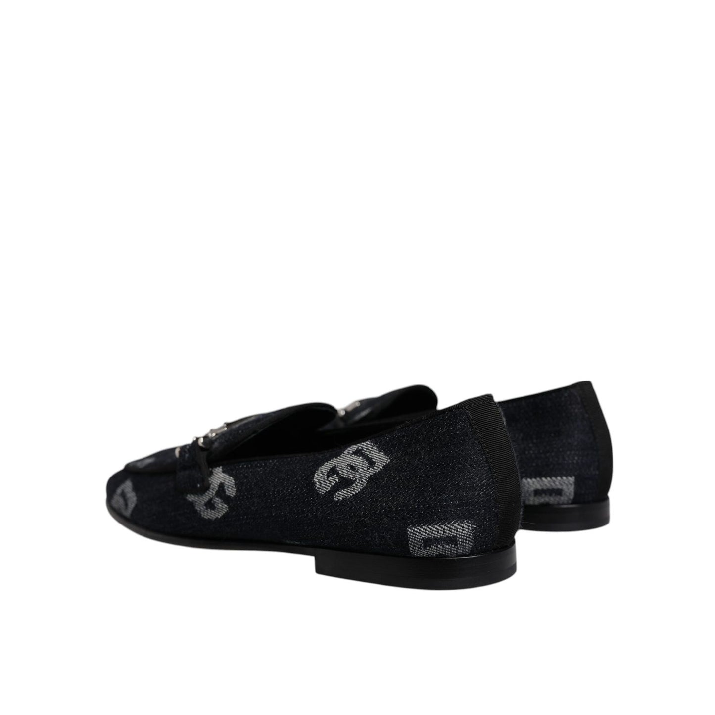 Dolce & Gabbana Black Logo Cotton Loafers Formal Dress Shoes