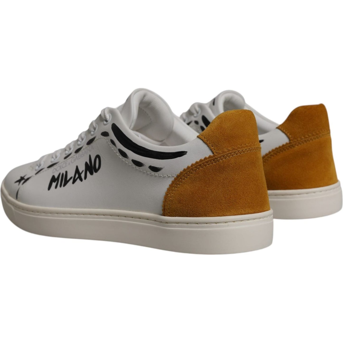 Dolce & Gabbana White Suede Leather Low Top Sneakers Shoes