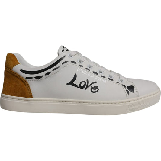 Dolce & Gabbana White Suede Leather Low Top Sneakers Shoes