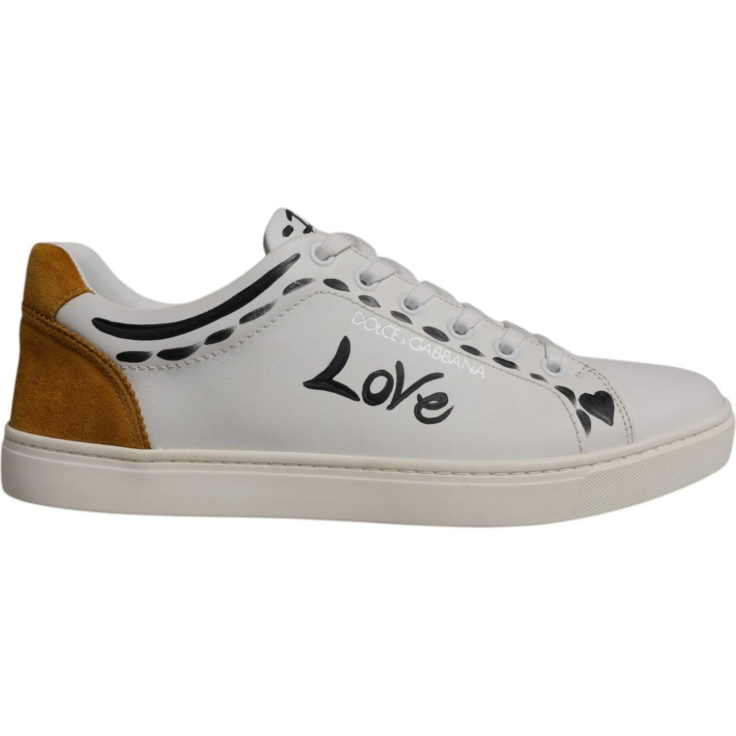 Dolce & Gabbana White Suede Leather Low Top Sneakers Shoes
