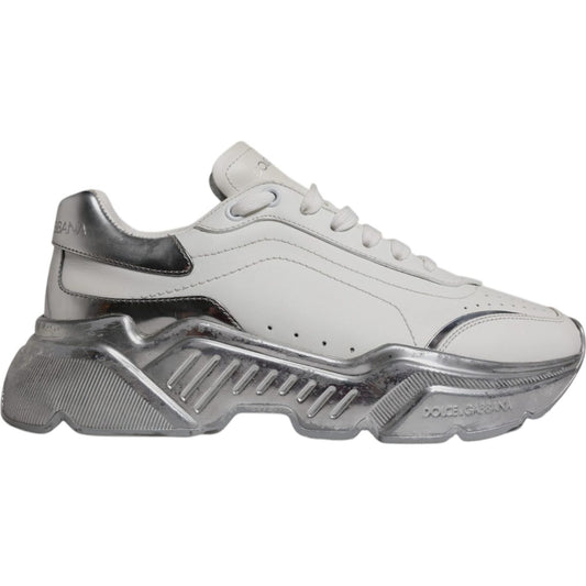 Dolce & Gabbana White Silver Daymaster Low Top Sneaker Shoes LA12344-38.5