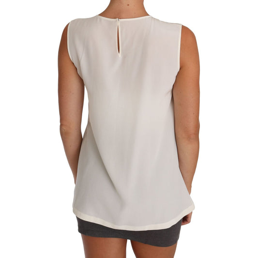 Dolce & Gabbana Enchanted Sequined Silk Sleeveless Top Dolce & Gabbana Gray