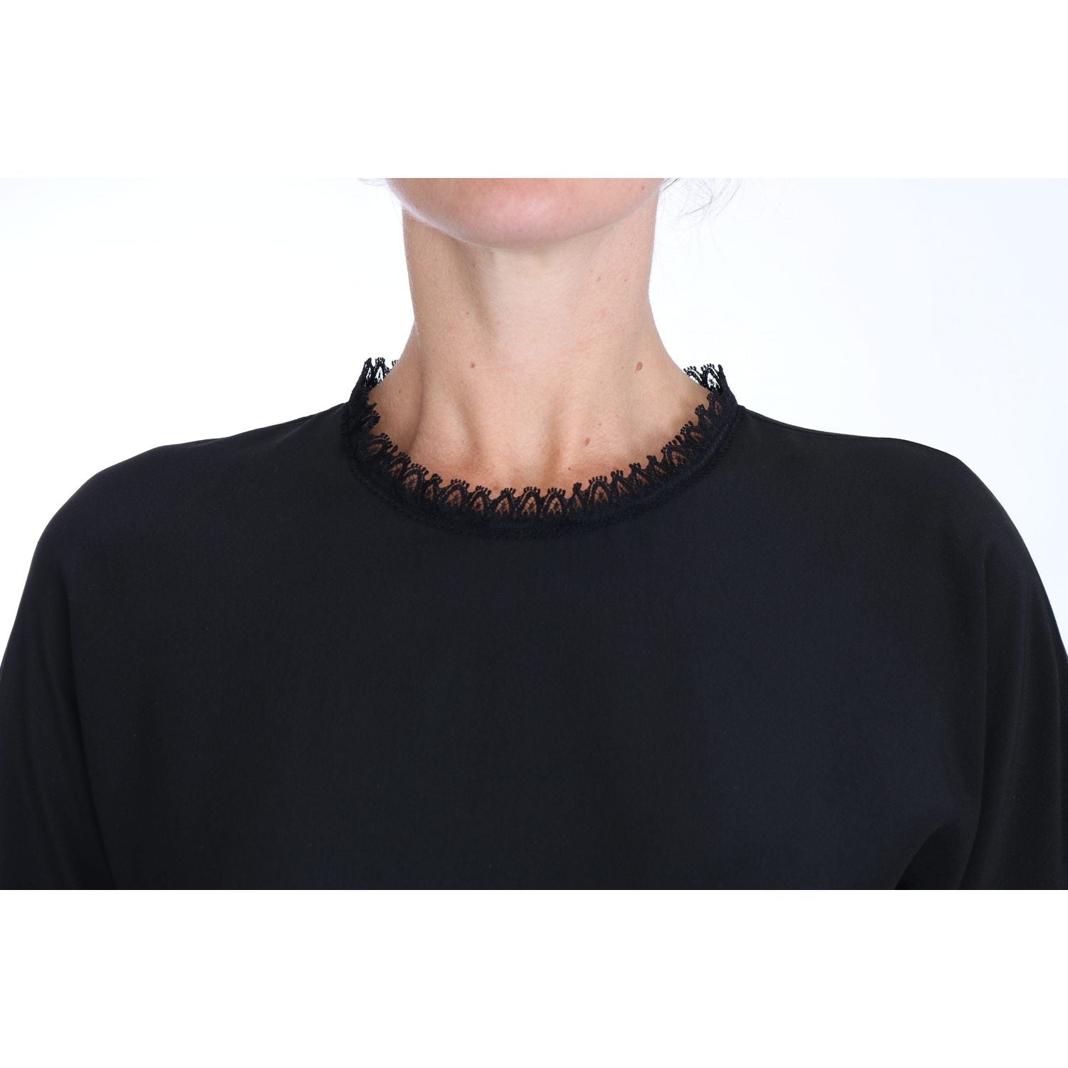 Dolce & Gabbana Black Silk Lace Top Blouse T-Shirt