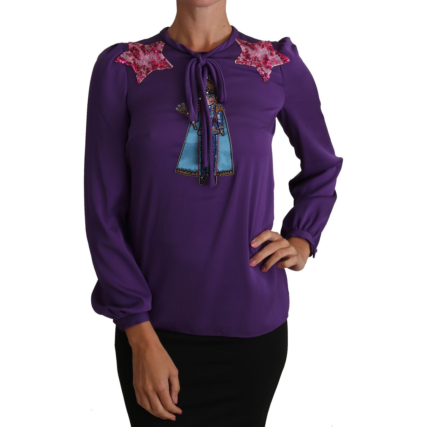 Dolce & Gabbana Purple Blouse Prince  Fairy Tale Embellished  Top