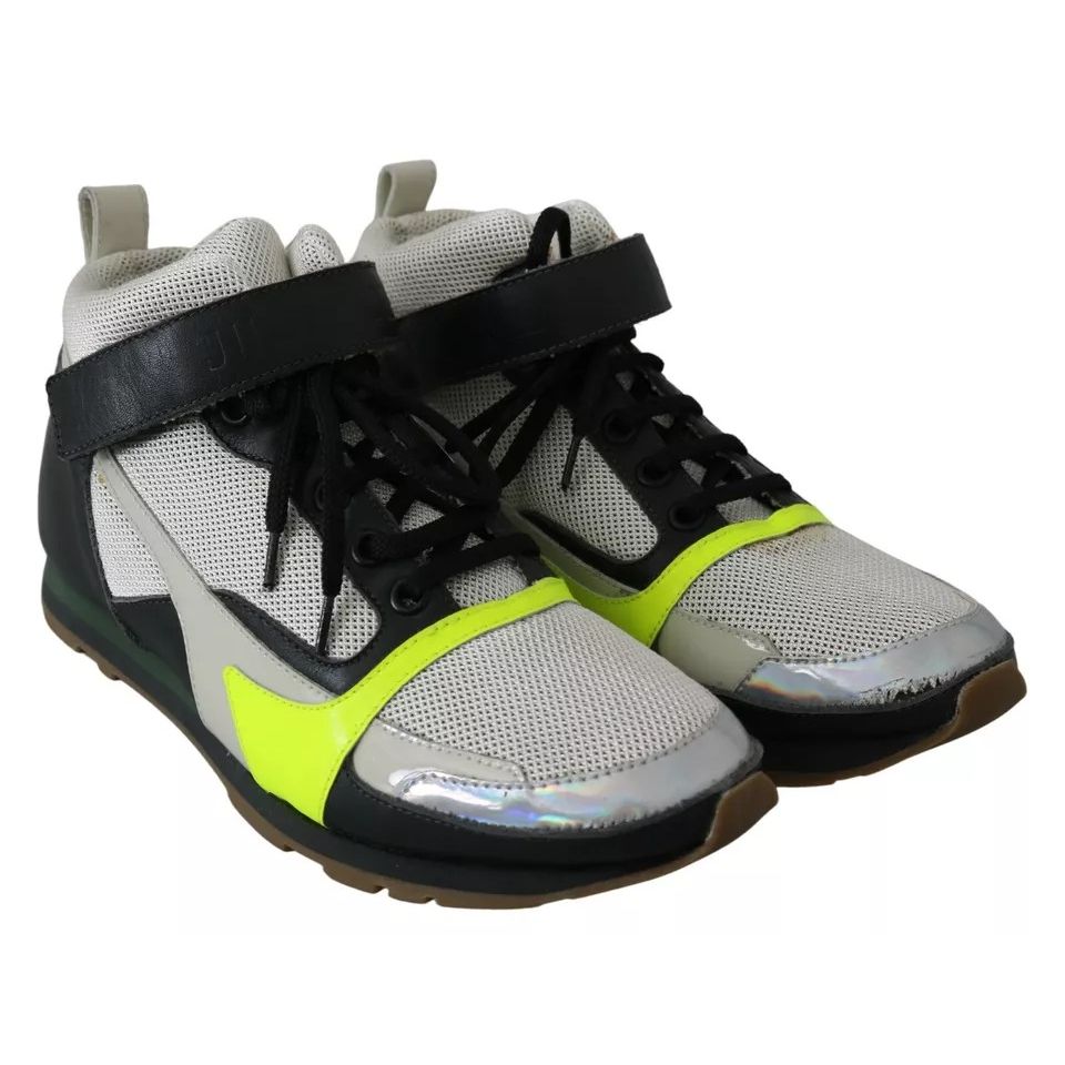 Jil Sander Fog Gray Neon Green Black Lace-Up Strap Shoes