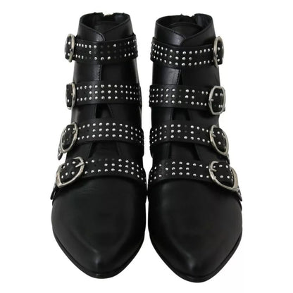 Dondup Black Fashion Buckled Zipper Ankle Boots Shoes