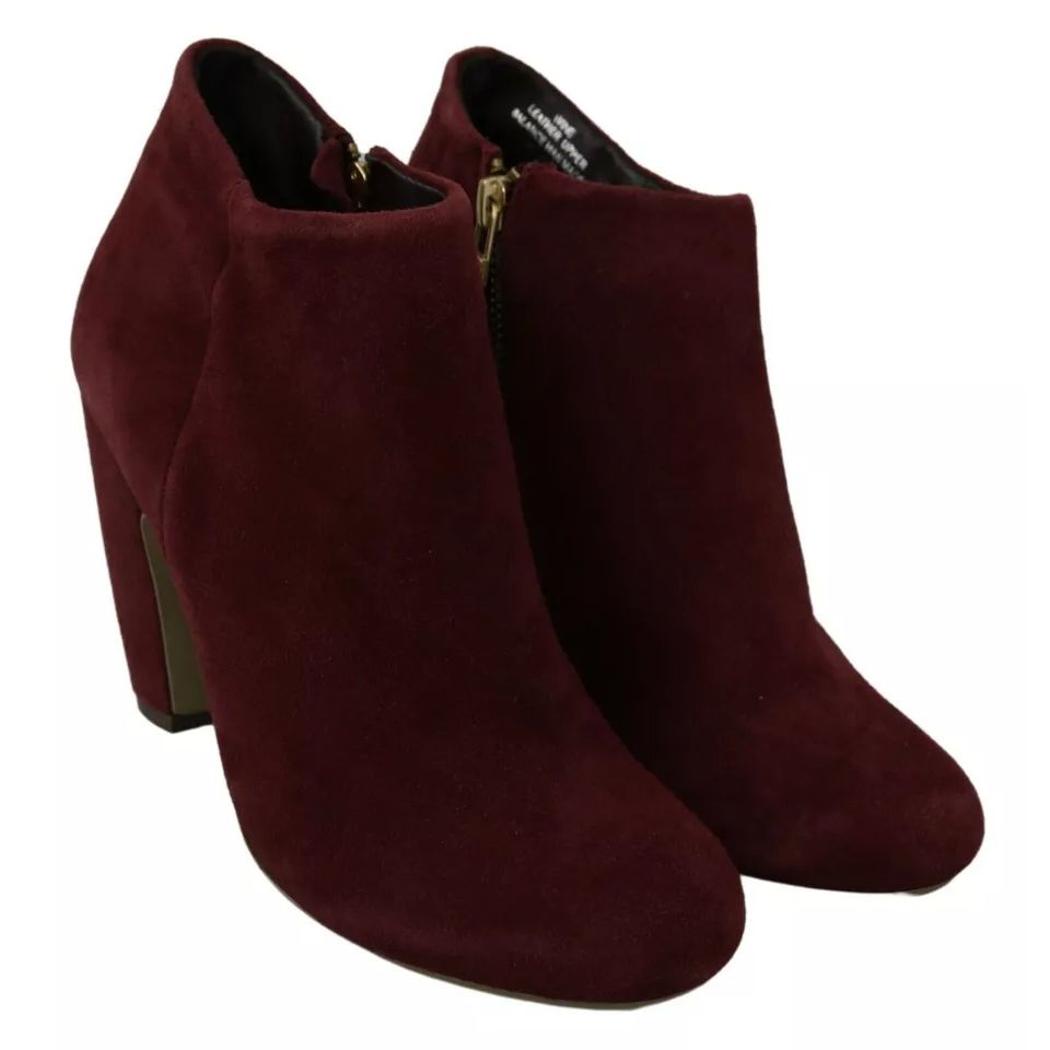 Steve Madden Maroon Blush Velvet Suede Penelope Ankle Boots Shoes
