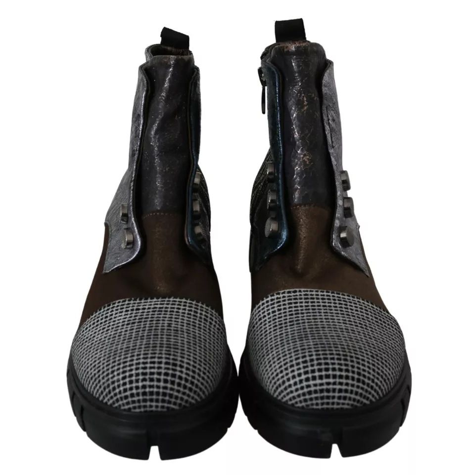 EBARRITO Multicolor Leather Suede Zipper Ankle Boots Shoes