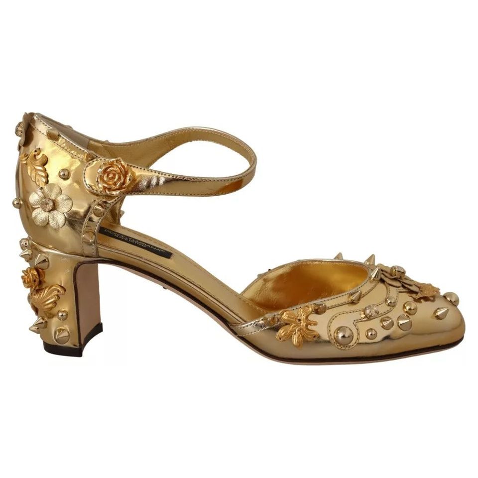 Dolce & Gabbana Gold Studs Vally Slingback Sandals Shoes LA8997-38