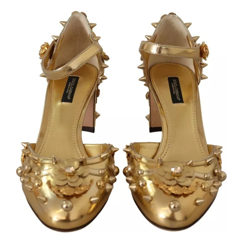 Dolce & Gabbana Gold Studs Vally Slingback Sandals Shoes LA8997-38
