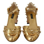 Dolce & Gabbana Gold Studs Vally Slingback Sandals Shoes LA8997-38