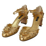 Dolce & Gabbana Gold Studs Vally Slingback Sandals Shoes LA8997-38