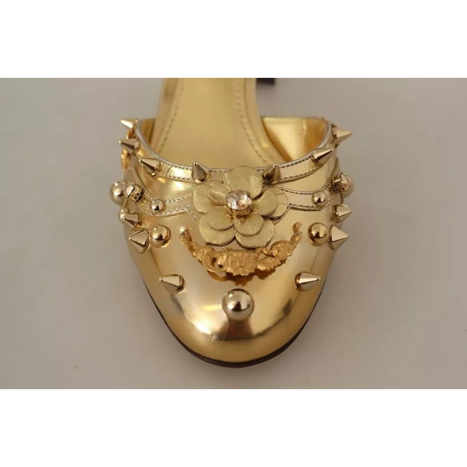 Dolce & Gabbana Gold Studs Vally Slingback Sandals Shoes LA8997-38